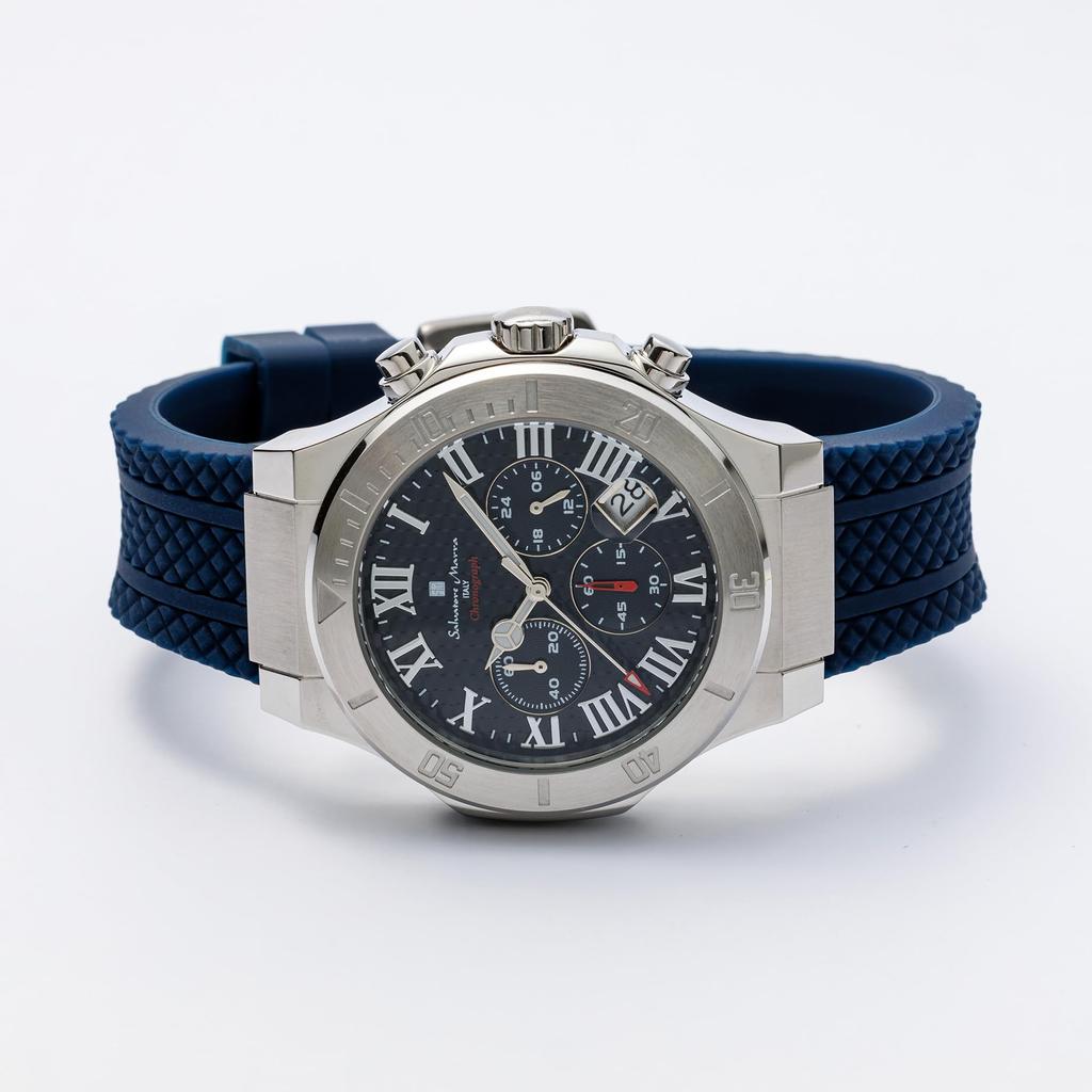 Salvatore Marra Men's Waterproof Analog Chronograph Watch, Blue Quartz, with Watch Cloth (SSBL) [Parallel Import]