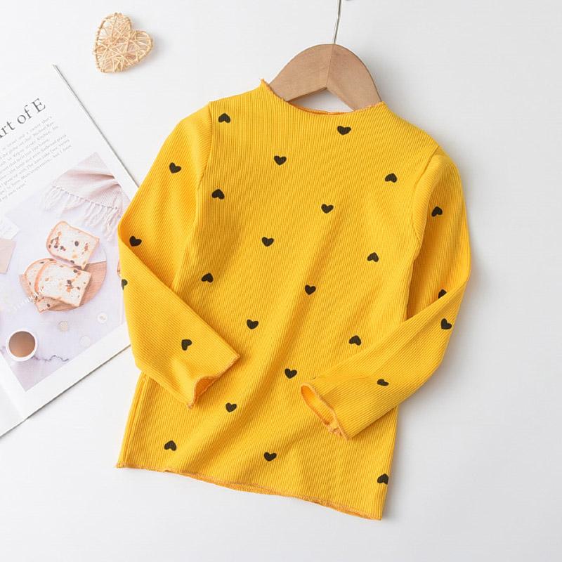 Koszula dla dziewczynek topy z długimi rękawami dla dzieci z okrągłym dekoltem Love Heart koszulka dla dzieci maluch najniższa bawełniana bluzka dziecięca