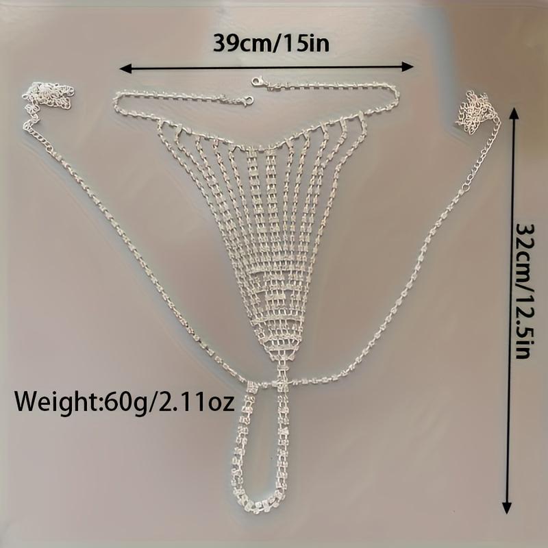 Iced Out Shiny Rhinestone Waist Leg Chain & Underwear Thong Chain Set Bling Bling Body Chain Jewelry Glamorous Body Jewelry Accessories