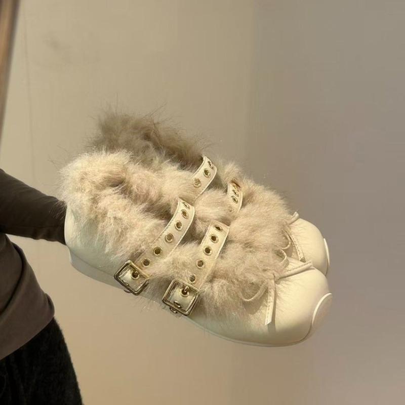 

2026 Autumn New Retro Mary Jane Shoes Women s Block Heel Shallow Mouth Warm Single Shoes 35 бежевый