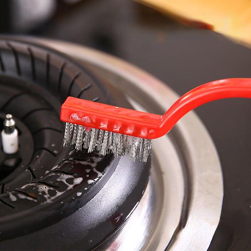 3pcs/Set Efficient Gas Cooker Brushes Nylon/copper/iron Brush Hair Gas Stove Oil Stain Remover Kitchen Cleaning Brushes