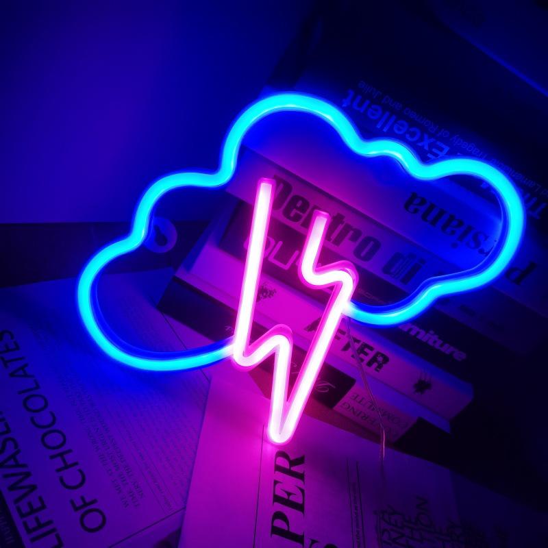 LED Neon Decorative Lights: Cloud, Lightning, Musical Notes, Moon, Bat