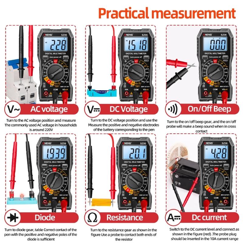 Digital Multimeter Pen Meter USB Charge Voltmeter Auto Ranges Voltage Tester Backlight Flashlight Sensitivity Adjustable