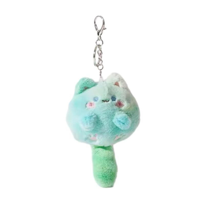 Lightweight Squeaking Cat Pendant Portable Animal Keychain Stuffed Doll Charm Keyring Gift for Students and Adults