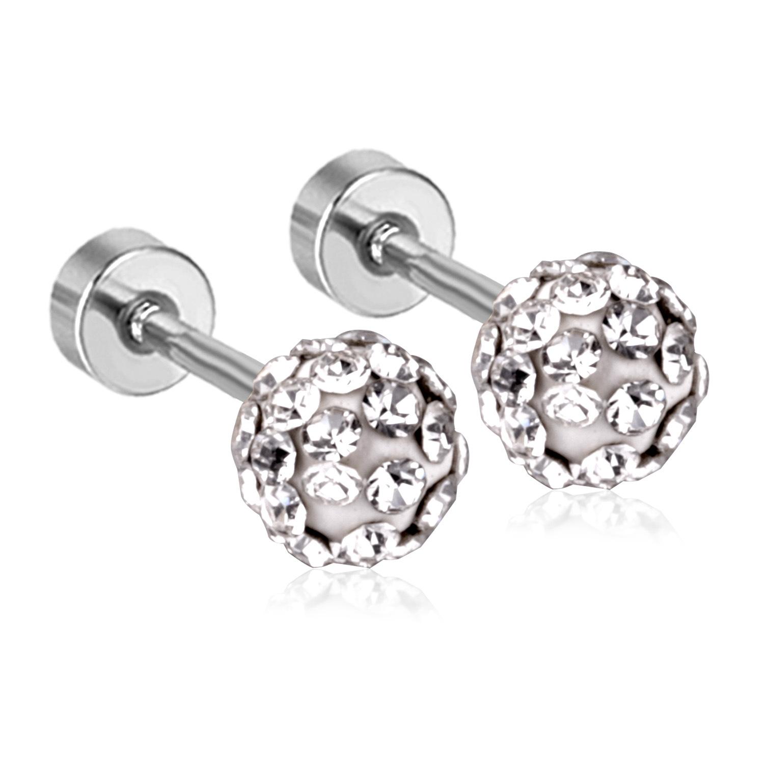 

Geometric Circle Diamond Inlaid Titanium Steel Earrings Women Minimalist Personality Jewelry Gift 6mm