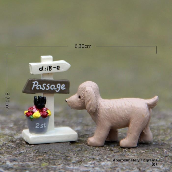 Resin Cartoon Dog Plant Pot With Signpost Miniature For Desk Decor