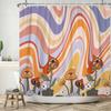 70's Colorful Flowers Shower Curtain Rainbow Mushroom Printing Bathroom Curtains Polyester Waterproof Bathtub Screen with Hooks