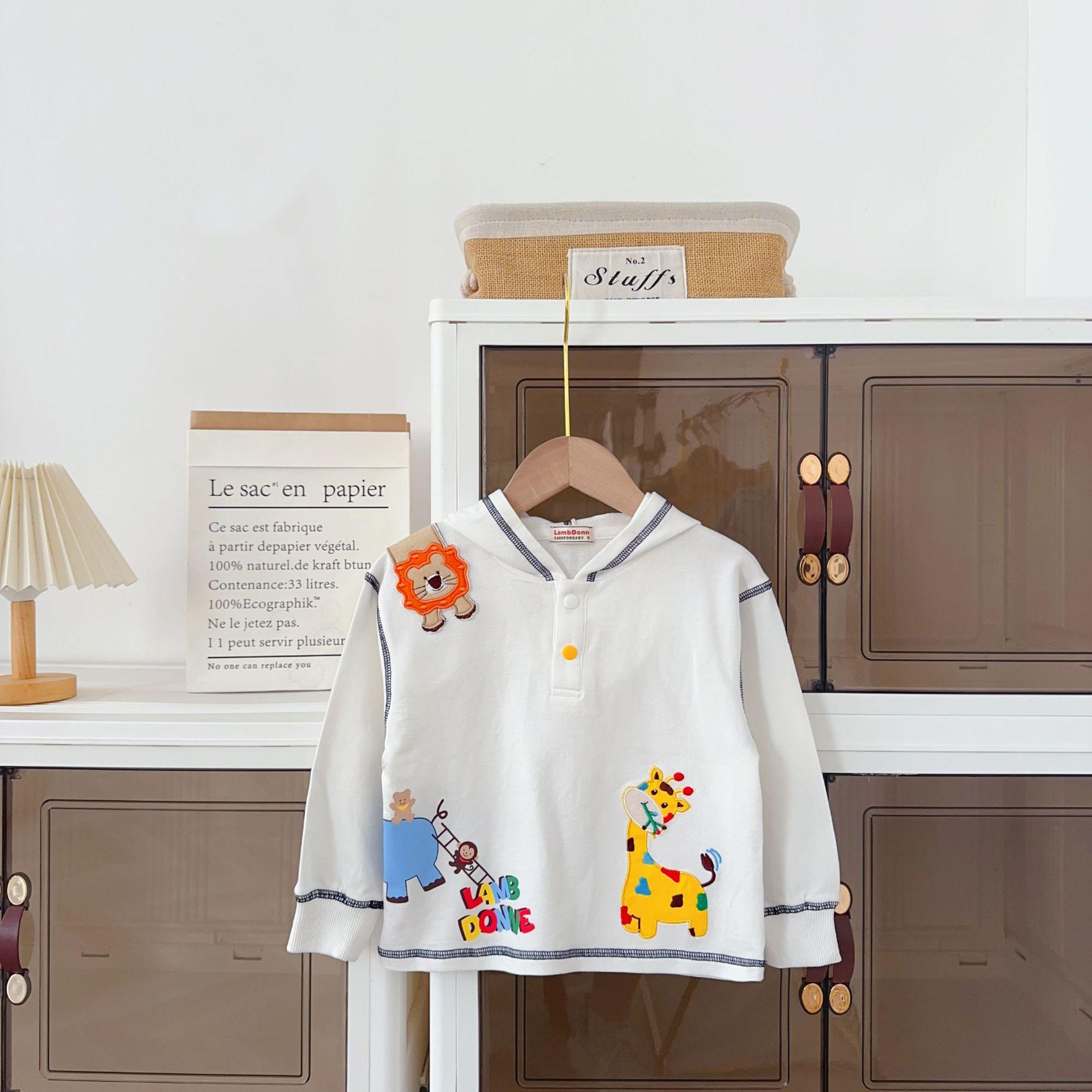 

Carefully Selected Kids Cartoon Embroidered Hooded Sweatshirt - Autumn Collection for Boys and Girls 90cm