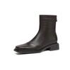 Krazing Pot Sheepskin Winter Square Toe Western Boots Med Heels Zipper Women Ankle Boots
