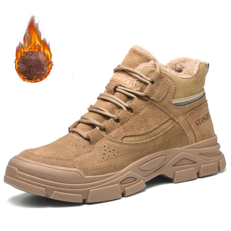 

Новые модные теплые зимние мужские рабочие ботинки в промышленном стиле, неразрушимая обувь со стальным носком, Мужская обувь с защитой от пирсинга 36