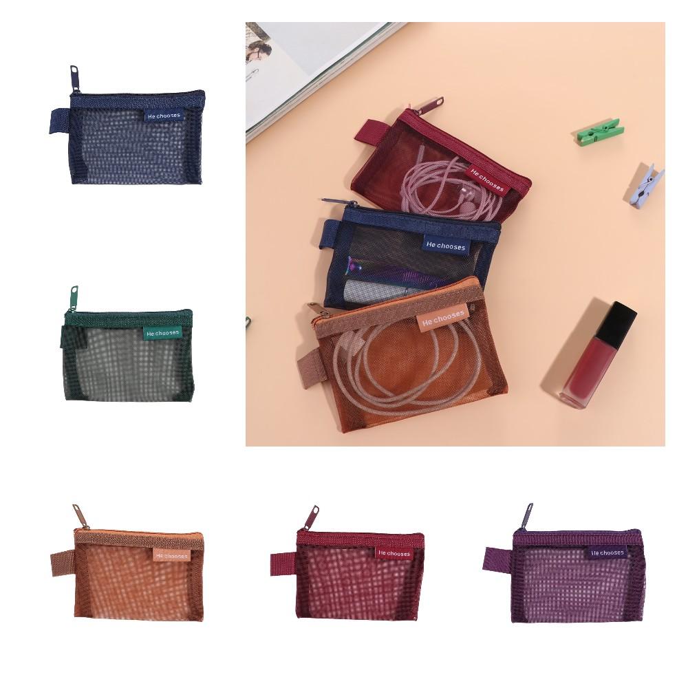 Change Storage Bag Mesh Coin Bags Lipstick Cosmetic Bag Retro Color Card Bag  Outdoor