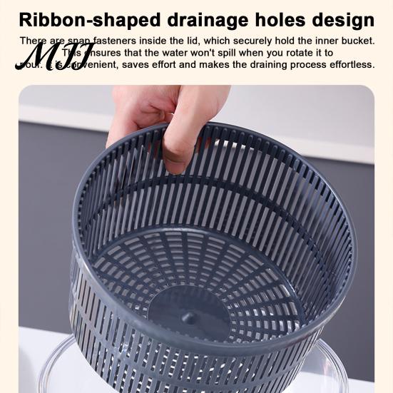 Manual Vegetable Prep Tool Dehydrator, Hand Crank Plastic Salad Spinner, Double-layer Portable Spinner for Restaurants Separable Food Dryer