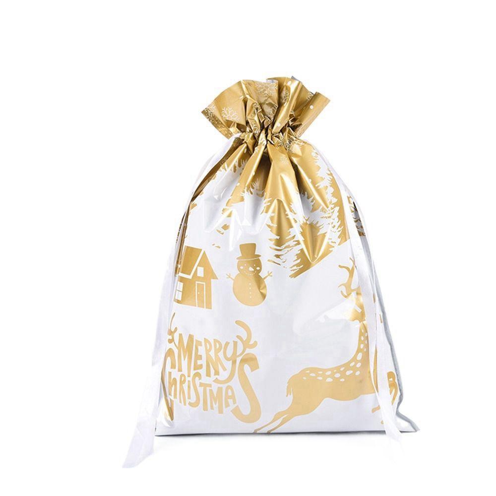 Gold Drawstring Snowman Elk Snowflake Goods Candy Wrapping Gift Bag Packaging Bag Christmas Gifts