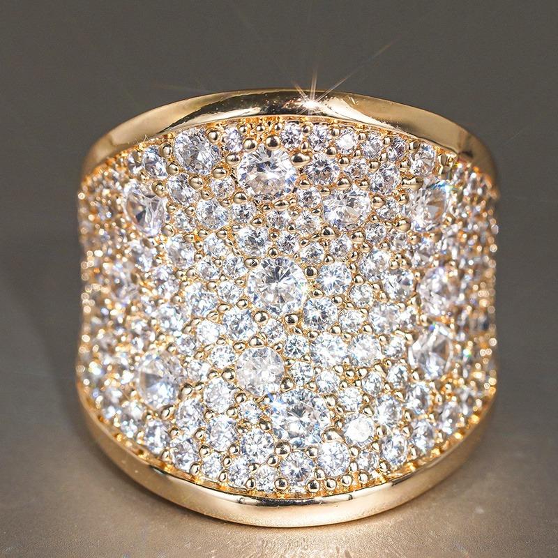 Vintage Pierścionek z Pełną Oprawą Syntetycznej Cyrkonii Prezent Rocznicowy Biżuteria Ślubna i Bankietowa Luksusowe Pierścionki Ślubne dla Kobiet na Cały Rok