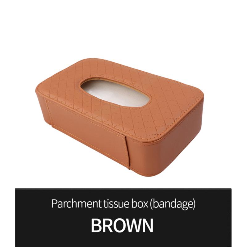 

Новинка! Автомобільна коробка для серветок Багатофункціональний шкіряний козирок від сонця, спинка сидіння, що висить, паперовий мішок для відкачування тканин strap brown
