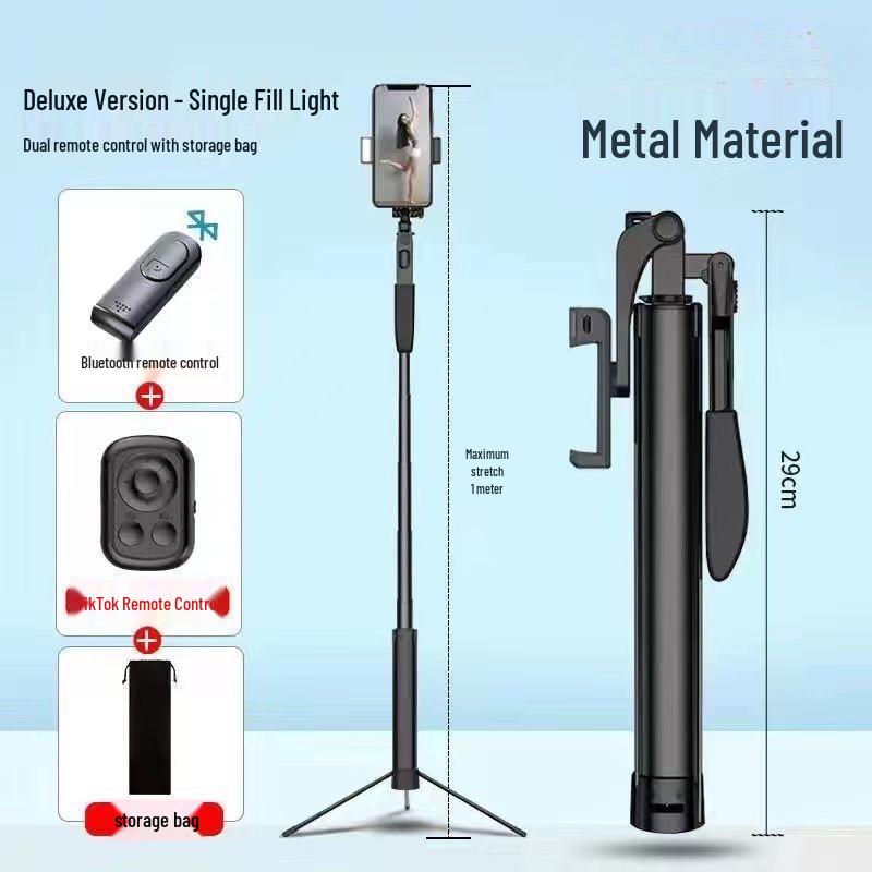 2025 Premium Metal Bluetooth Selfie Stick & Tripod: Multifunctional Mobile Stand for Steady Shots