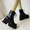 Gothic Punk Street Women's Ankle Boots Platform 2025 Thick High Heels Short Boot New Fashion Designer Black Lace-up Winter Shoes