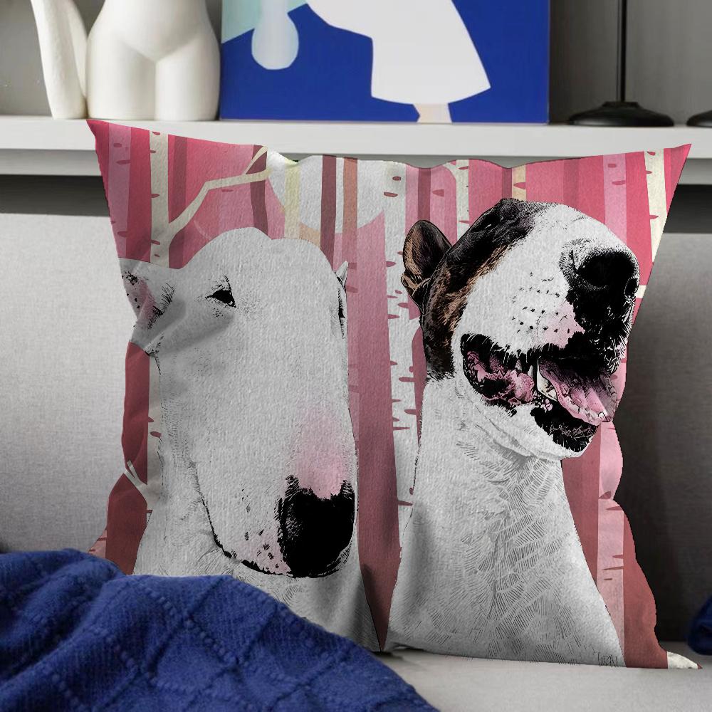 English Bull Terrier Dog Cushion Cover Inches Farmhouse Decor Home Throw Pillow Covers for Couch Decorations