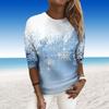 3D Print Green Snowflake Tshirts Ladies Tops Long Sleeve O-neck Pullover Femme T-shirts T Shirt For Women
