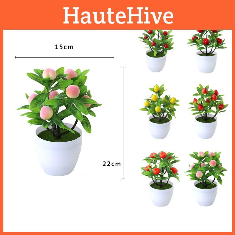 Lemon Simulated Plastic Peach Strawberry Fruit Tree Potted Artificial