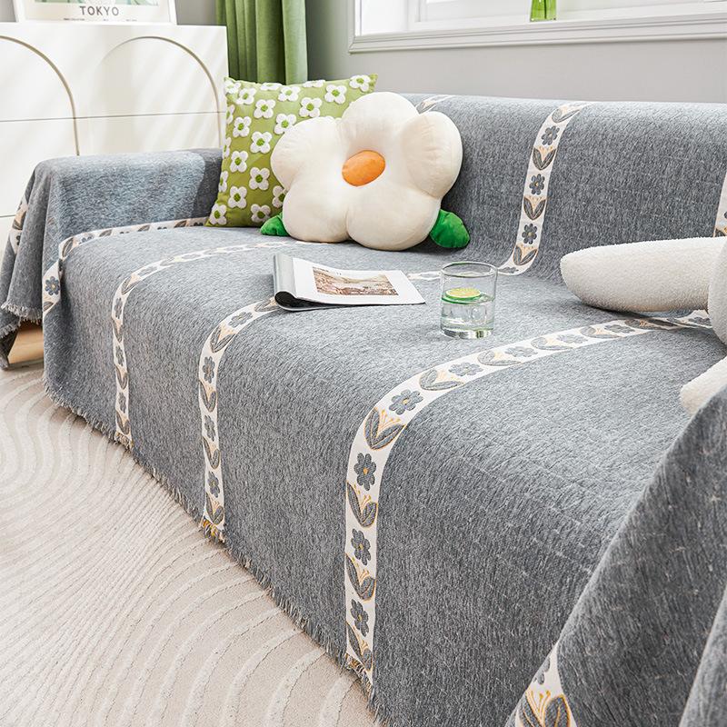 Chenille Sofa Cover Towel Full Covered Four Seasons Universal Simple Sofa Cushion Non-Slip Anti-Scratching Leather Sofa Cover