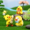 Duck Ornament with Raincoat Cute Plastic DIY Craft Mini Desktop Animal Figurine Statue Figure