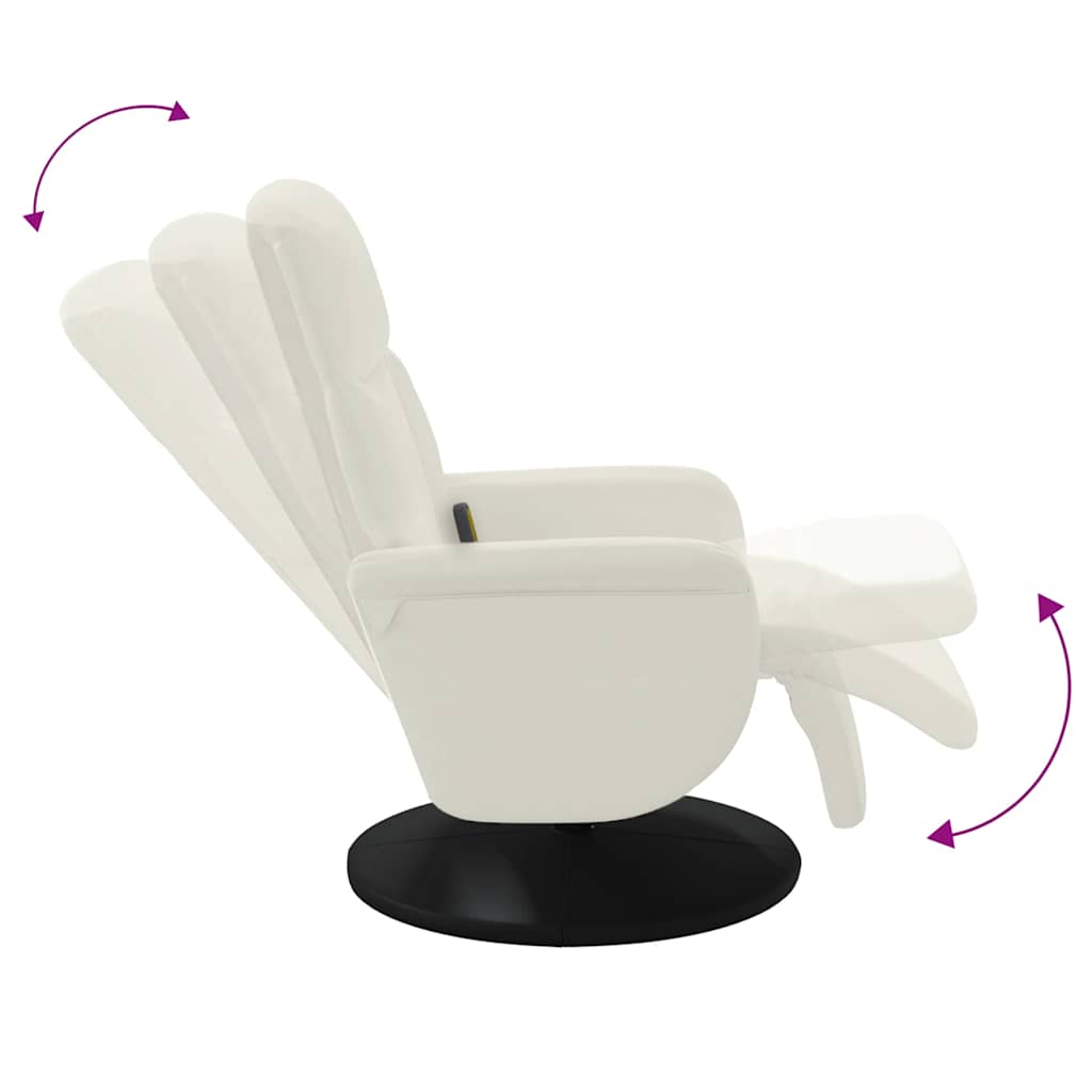 Massage Chair with Footrest Cream Velvet