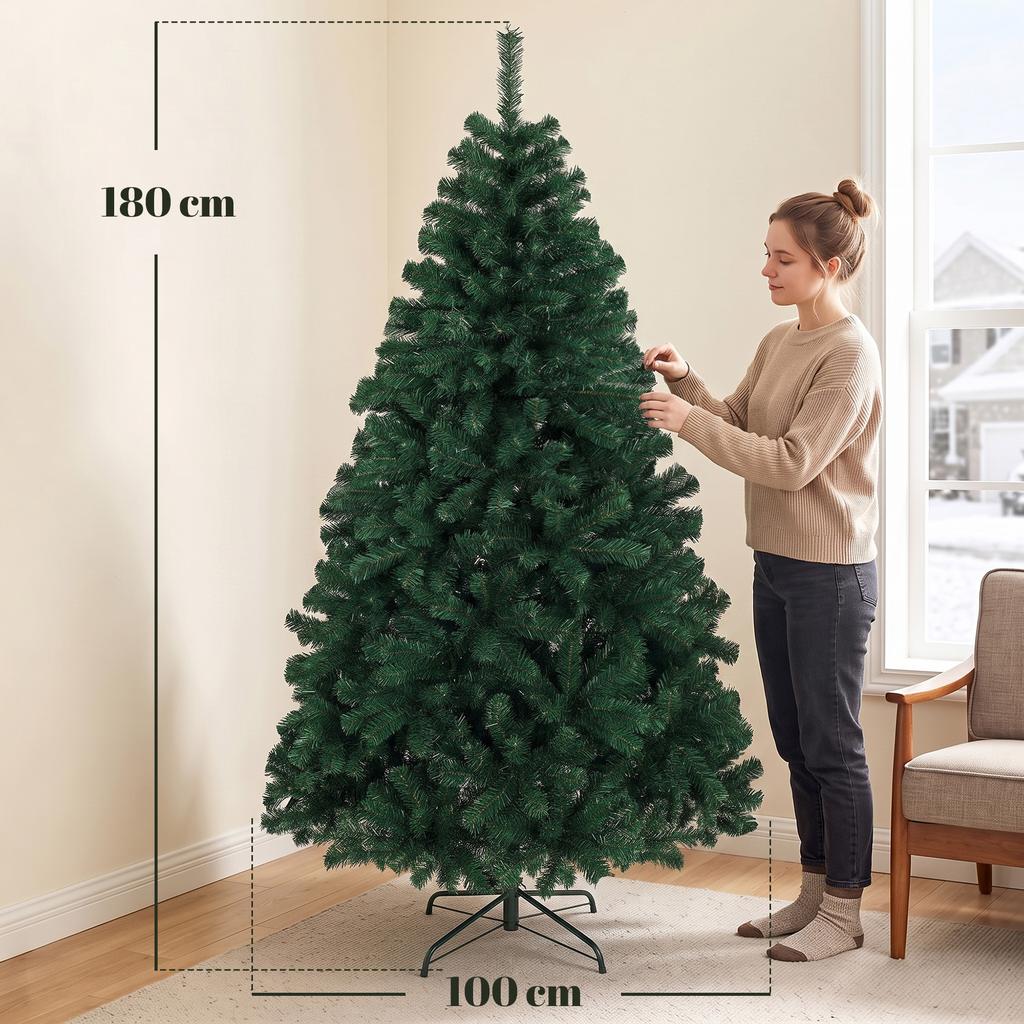 Artificial Christmas Tree 180cm 700 Tips Foldable Steel Stand