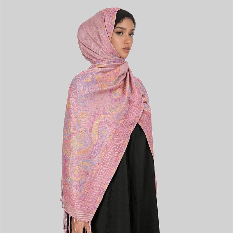 Jacquard Tassel Scarf Imitation Cashmere Soft And Breathable Autumn And Winter Versatile Women'S Shawl Scarf Light Luxury Style