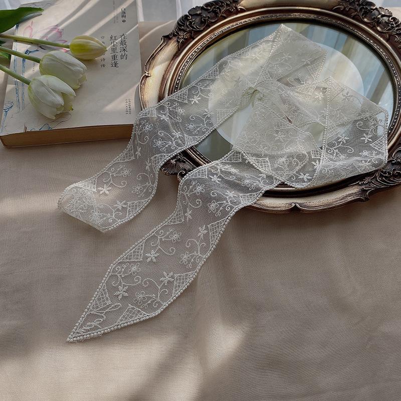 Korean temperament retro lace belt headband long ribbon decorative scarf ins small silk scarf necklace silk scarf women