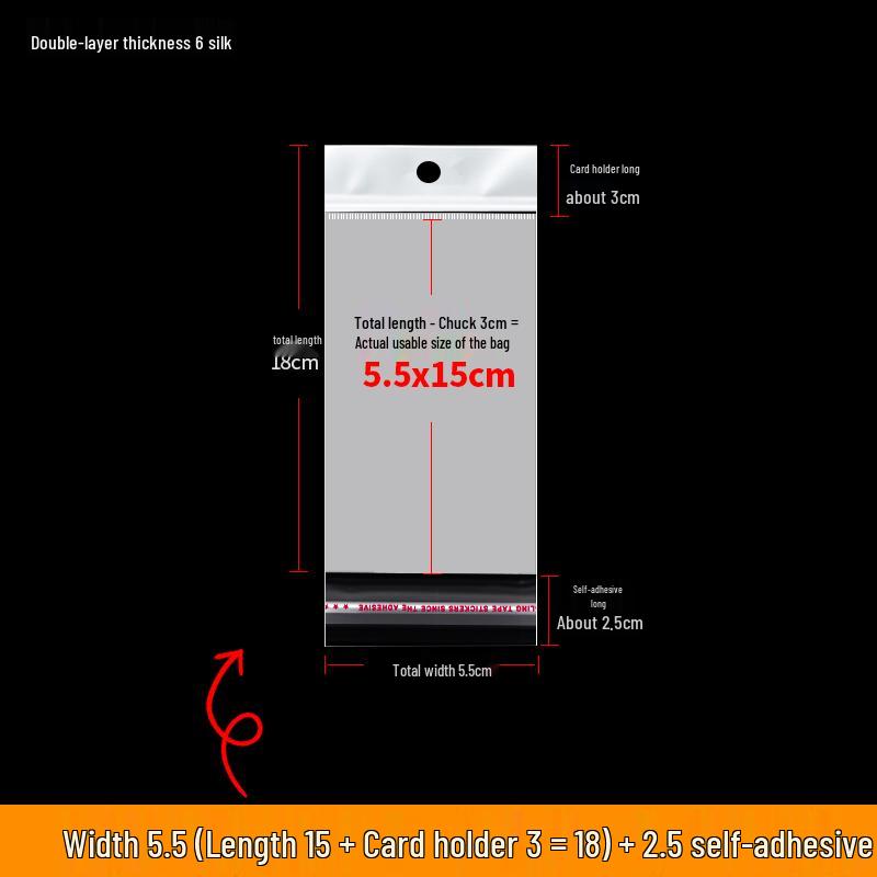 Self-Adhesive Transparent Jewelry Earring Bags with Header and Hanging Hole