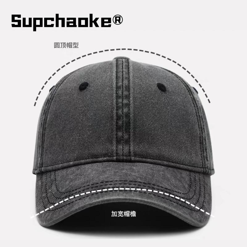 Old Baseball Cap Men and Women Spring and Autumn Fashion Denim Baseball Cap Big Head Circumference Cap