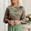 ZANZEA Women Loose Round Neck 3/4 Sleeve Casual Print Blouse