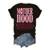 Womens Mothers Day Mother Hood Letter Print Crew Neck Short Sleeve Casual T Shirt Spring Summer Top