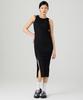 Leben Arbeit Damen) Ripp-Spandex Ärmelloses Kleid mit Schlitz
