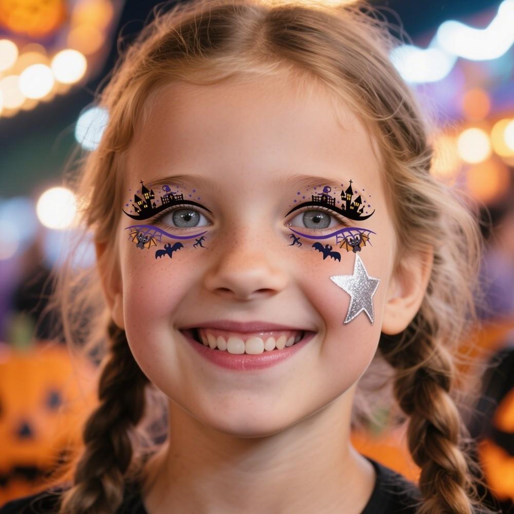 Disposable Cheek Eyes Temporary Stickers Cartoon Halloween Bat Face Stickers  Enhance Atmosphere