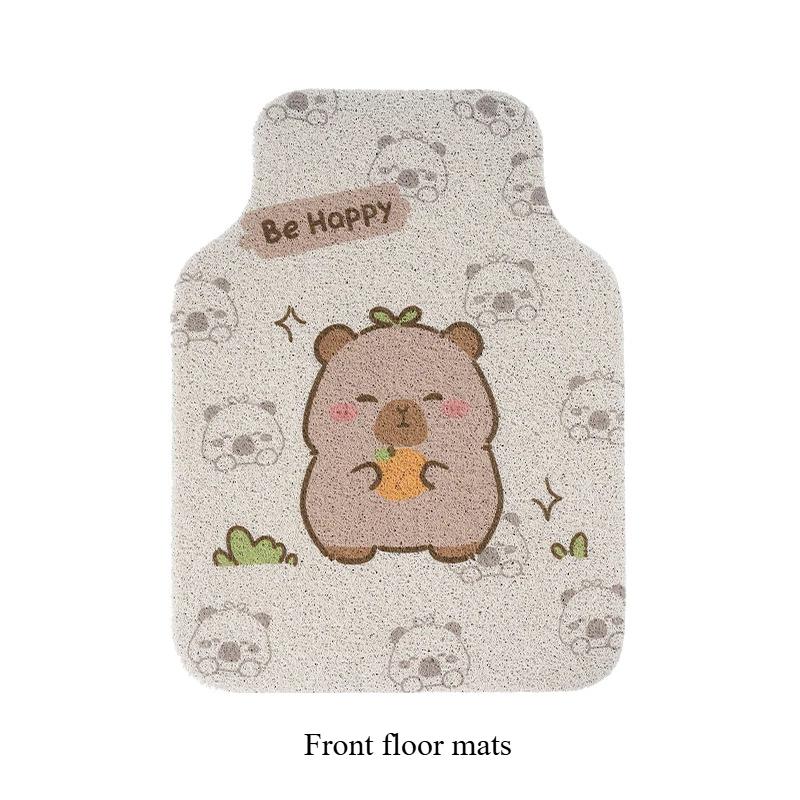 Universal Cute Capybara Car Floor Mat Set - Tailored Wire Mat Wear Resistant Stain Resistant Auto Mat Accessories