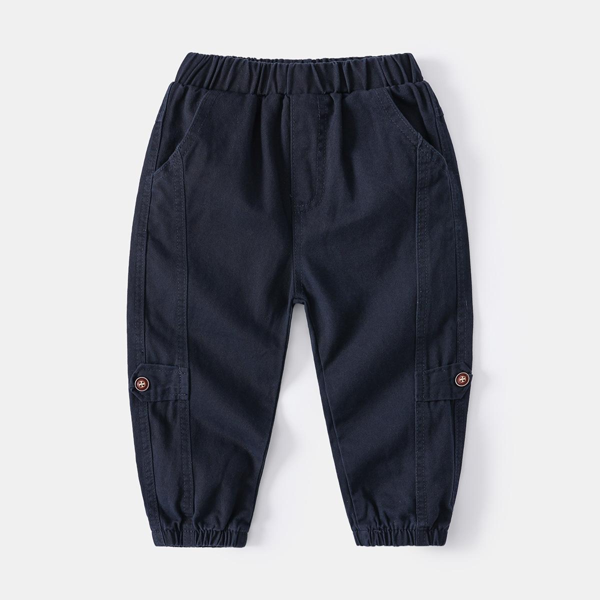 Boys  casual trousers, spring and summer Japanese-style baby trousers, children s corsets, and trousers 90cm темно-синий