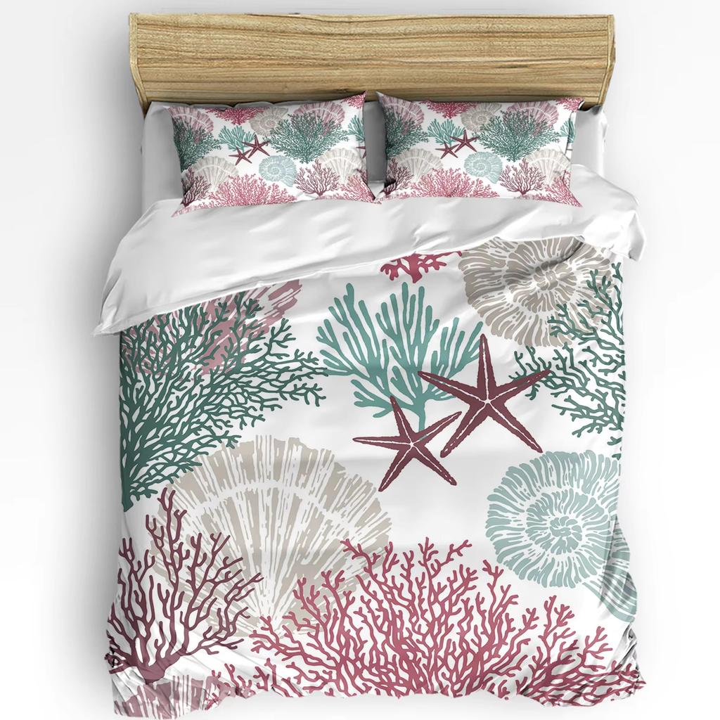 Starfish Coral Down Quilt Cover Set Bedding Set Quilt Cover Three-piece Set