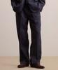 Beideu Wool Double Pleated Tailored Trousers Navy Stripe