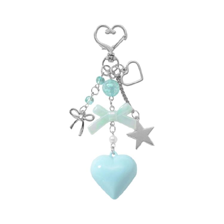 

Lovely Couple Matching Keychain Heart Shaped Bag Charm for Bags and Backpacks Colorful Resin Metal Bag Pendant синій