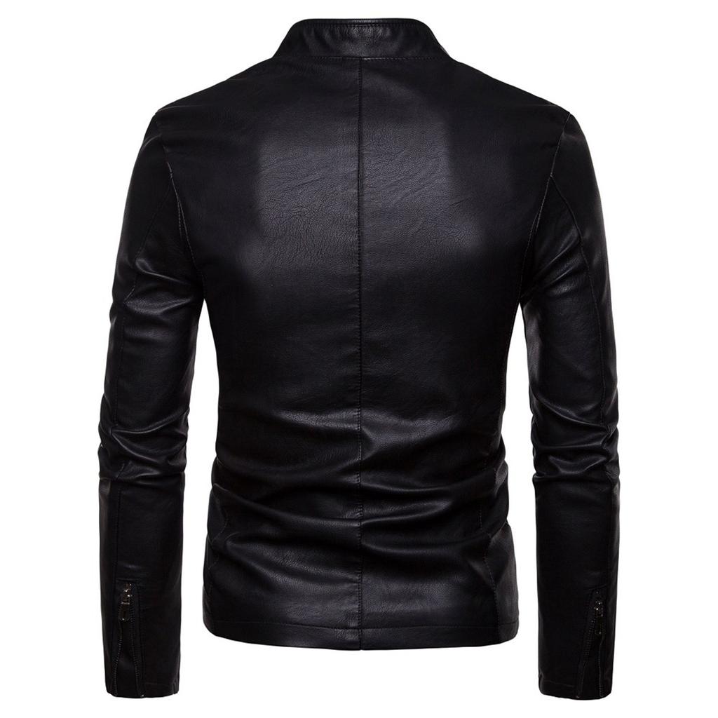 Fashion Men Autumn Winter Warm Casual Leather Zipper Long Sleeve Jacket Coat Top