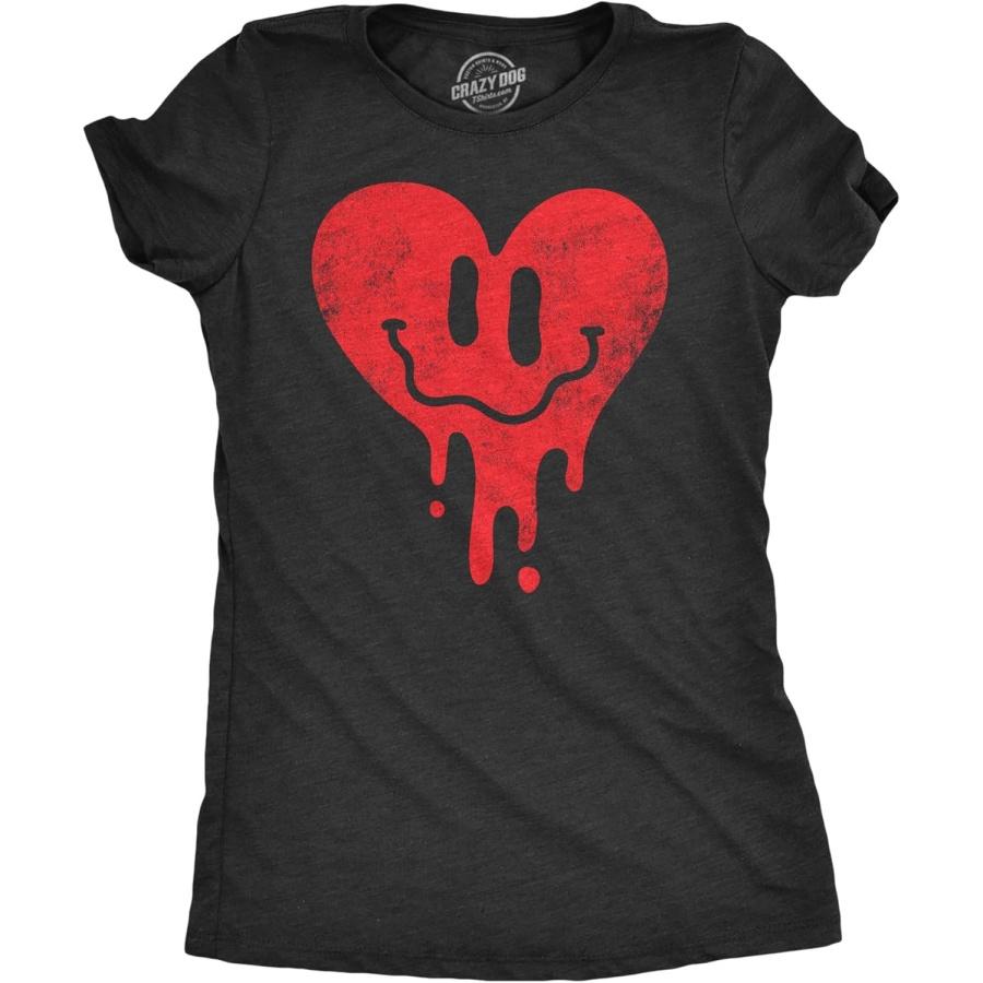 Womens Dripping Heart Face T Shirt Funny Valentines Day Melting Hearts Joke Tee for Ladies XXXXXL разноцветный