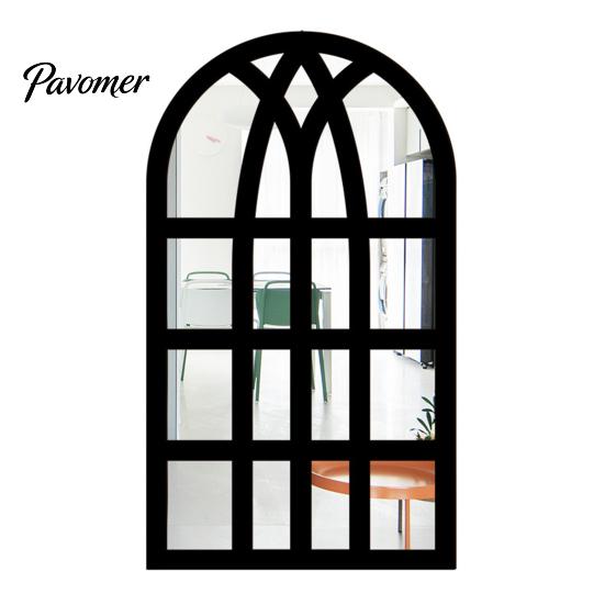 Adesivi Specchio da Parete Stile Boho Decorazione Finestra ad Arco, Specchio Finto Acrilico con Cornice in Legno, Adesivo da Incollare per Casa, Adesivo Autoadesivo per Vetro Finestra