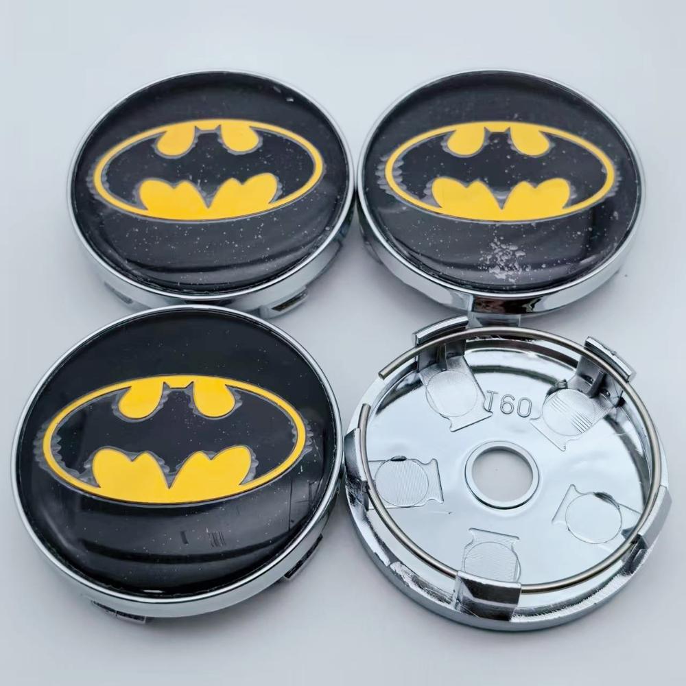 

4pcs 60mm (I.D 56mm) Car Styling Bat Logo Badge Emblem Car Wheel Center Caps Rim Hub Cover Stickers Decoratio Auto Accessories BAT Badge&4pcs T60 Wheel Cap