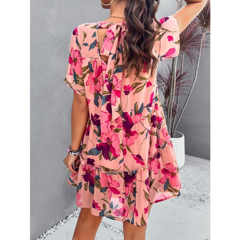 Women's Casual Vacation Printed Short-sleeved Dress