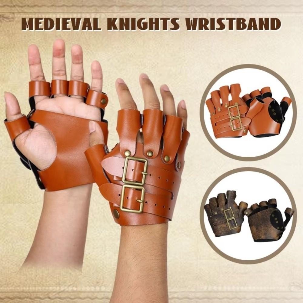 Wristband Design Faux Leather Gloves Medieval Style Cosplay Gloves Steampunk Gloves Rock Bands
