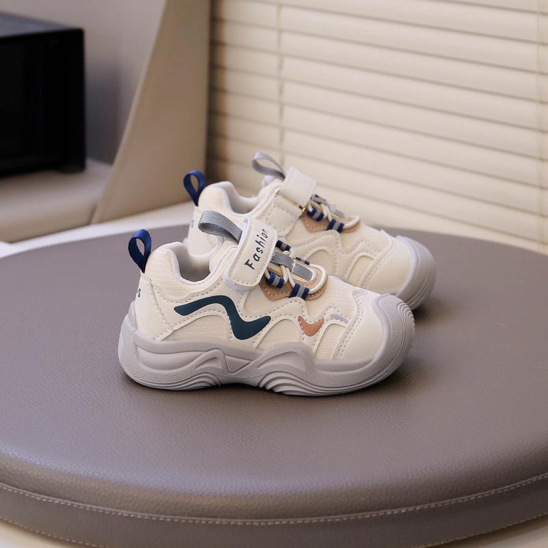 

2026 Autumn Boys Non-slip Breathable Leather Sports Shoes Size 24 - 15CM сірий колір
