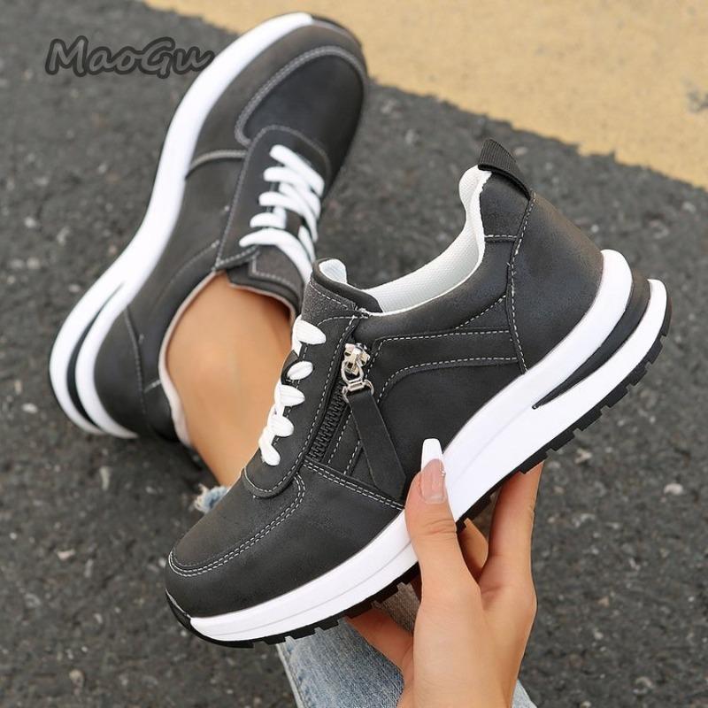 Fashion Women's Vulcanize Shoes Thick Soled Round Head Fashion Casual Sneakers Comfortable Outwear Walking Shoes Zapatillas De Mujer