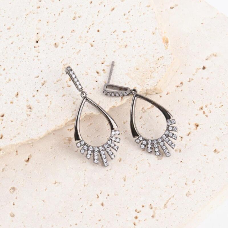 

Women s Vintage Silver Rose Gold Cubic Zirconia Earrings A28379_Rose Gold